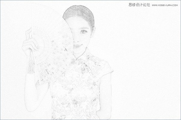 Photoshop制作中国风工笔画美女效果图