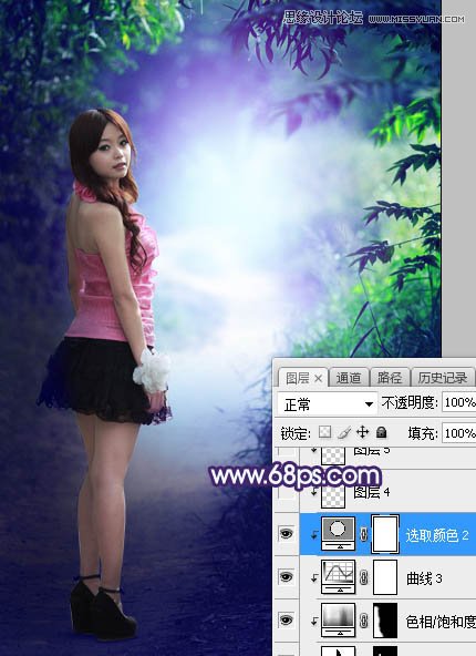 Photoshop调出外景人像照片唯美紫色艺术效果