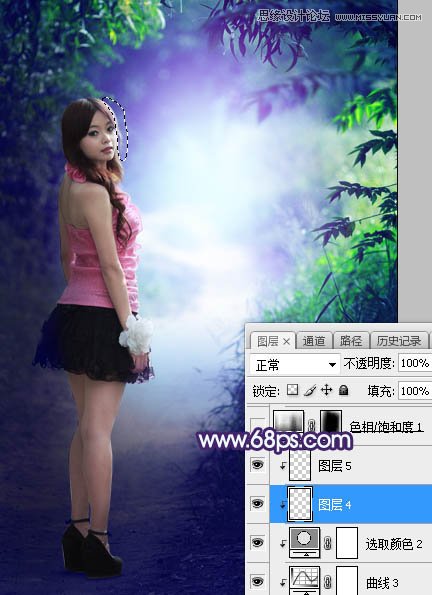 Photoshop调出外景人像照片唯美紫色艺术效果