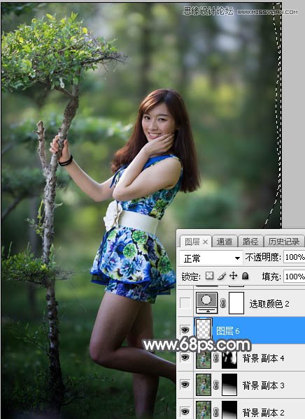 Photoshop调出外景美女人像冷色光斑效果