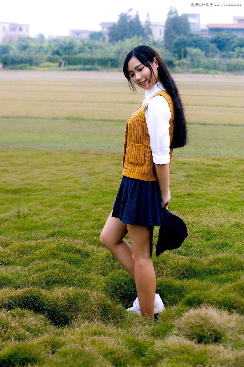 Photoshop给外景美女照片添加夕阳光线效果
