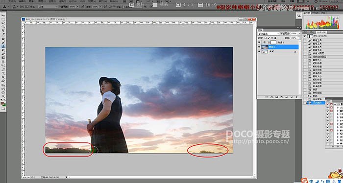 Photoshop给灰蒙蒙的人像照片添加夕阳美景