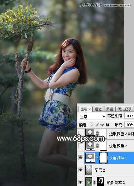 Photoshop调出树下美女照片梦幻逆光效果