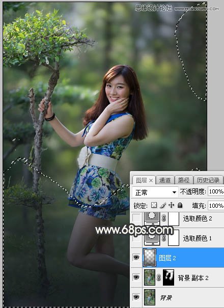 Photoshop调出树下美女照片梦幻逆光效果