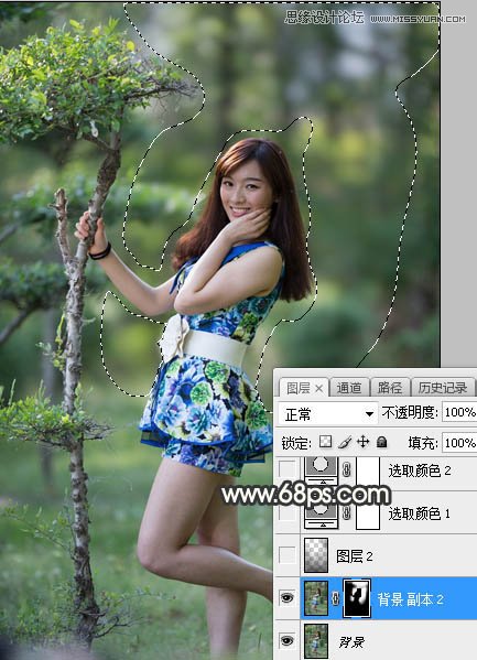 Photoshop调出树下美女照片梦幻逆光效果