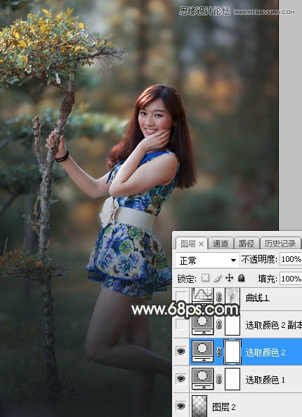 Photoshop调出树下美女照片梦幻逆光效果