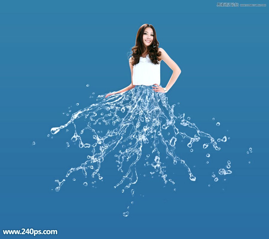 Photoshop制作晶莹剔透的人像水裙效果图