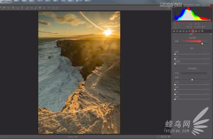 Photoshop给海岸日出照片添加暖黄色艺术效果