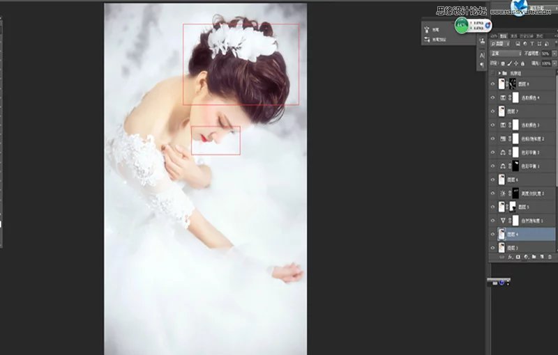 Photoshop给室内婚纱照片添加甜美肤色效果