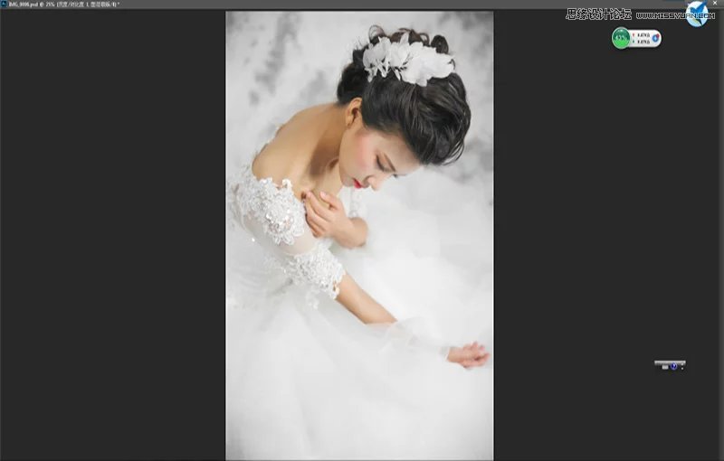 Photoshop给室内婚纱照片添加甜美肤色效果