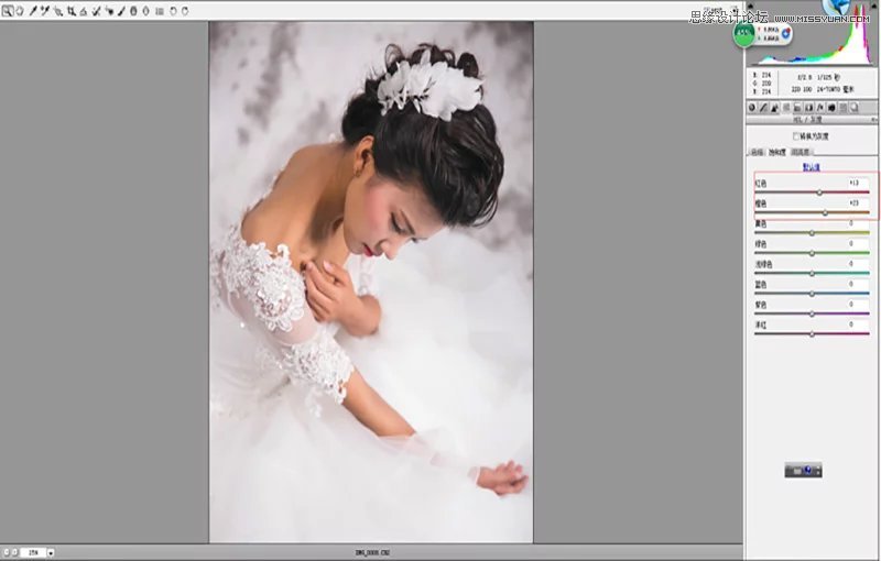 Photoshop给室内婚纱照片添加甜美肤色效果