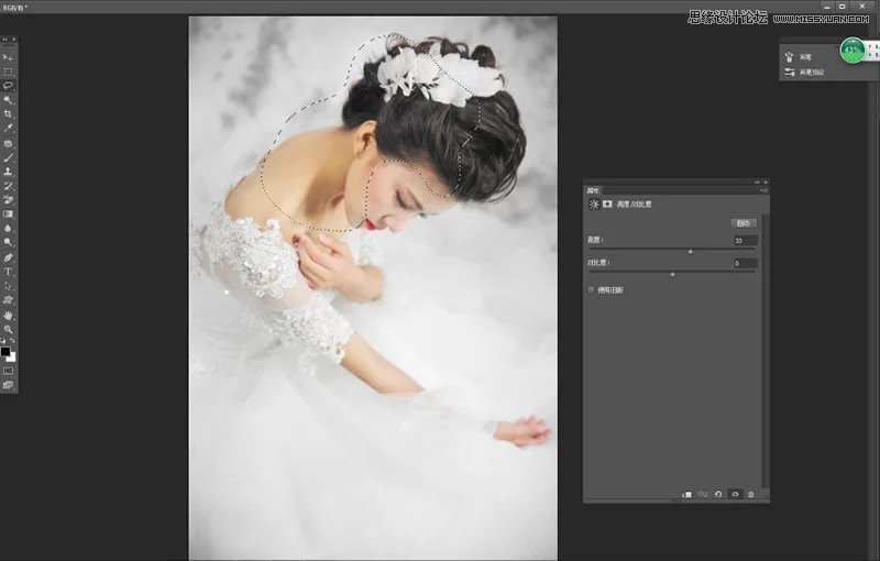 Photoshop给室内婚纱照片添加甜美肤色效果