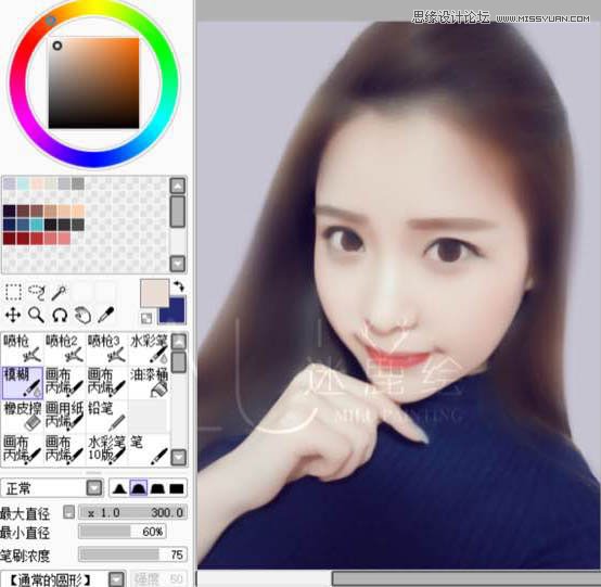 Photoshop给可爱的美女照片转手绘特效