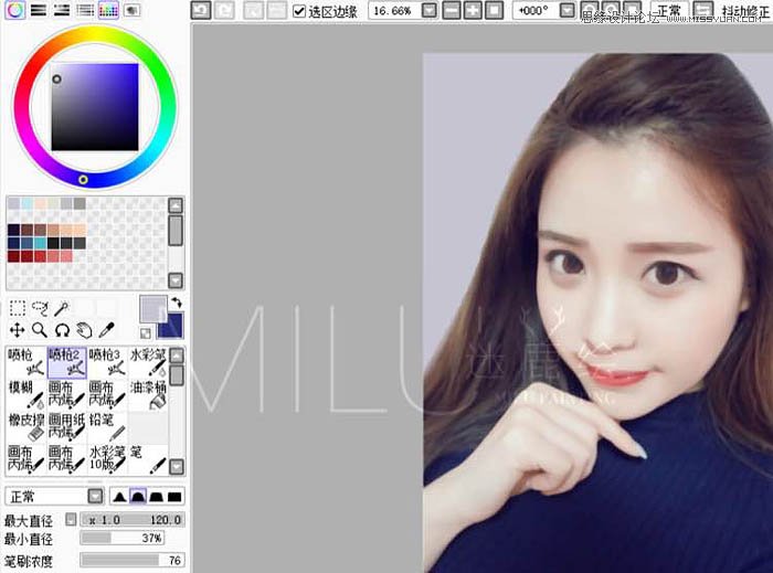 Photoshop给可爱的美女照片转手绘特效