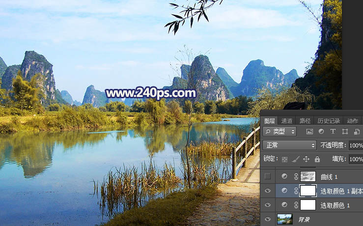 Photoshop给风景照片添加唯美夕阳景色