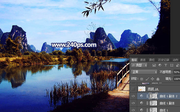 Photoshop给风景照片添加唯美夕阳景色