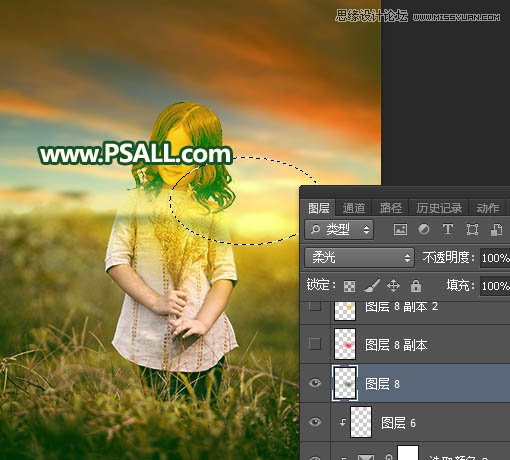 Photoshop给外景儿童照片添加唯美的夕阳美景