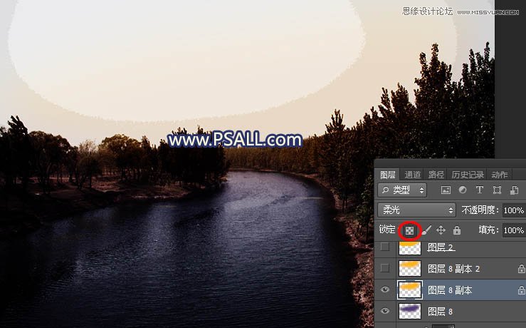 Photoshop把河流外景照片添加唯美夕阳景色