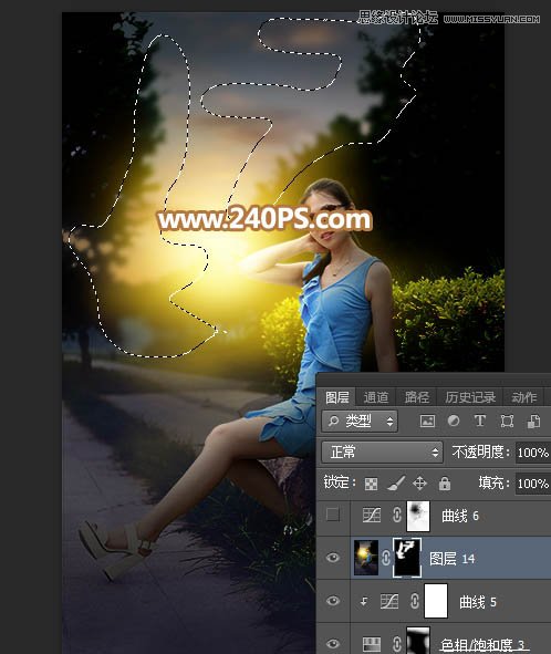 Photoshop给外景人像照片添加黄昏光效效果