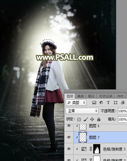 Photoshop给人像美女添加冷色主题光线装饰