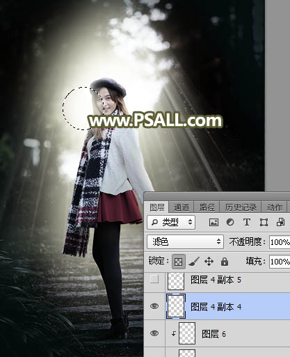 Photoshop给人像美女添加冷色主题光线装饰