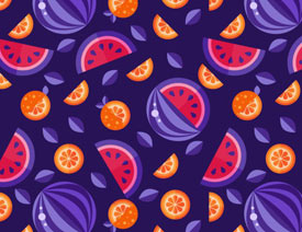 Illustrator制作由水果组成的时尚图案背景