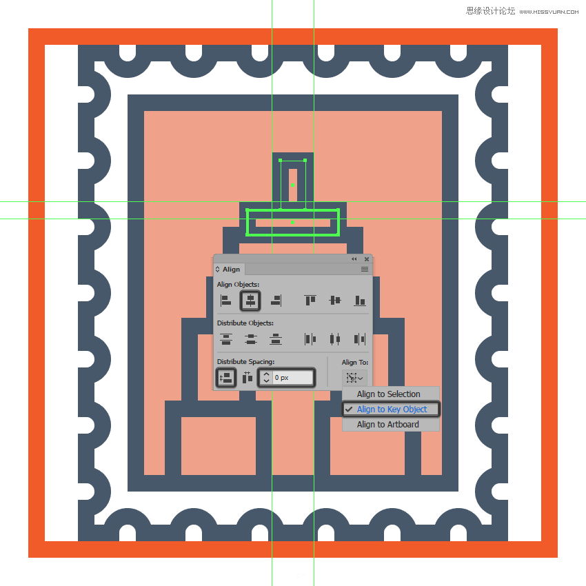 Illustrator绘制复古风格的邮票小插画