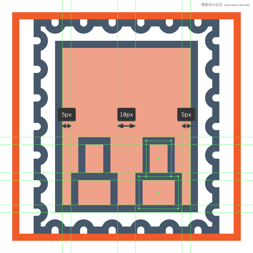 Illustrator绘制复古风格的邮票小插画