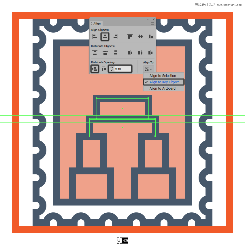 Illustrator绘制复古风格的邮票小插画