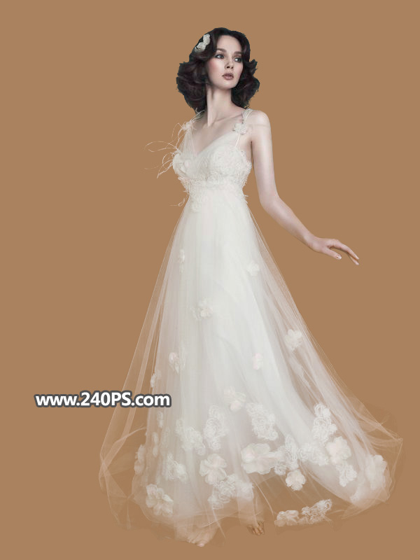 Photoshop快速抠出室内美丽的婚纱照片