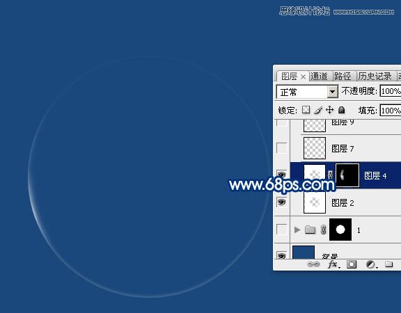 Photoshop制作蓝色透明主题的泡泡和气泡