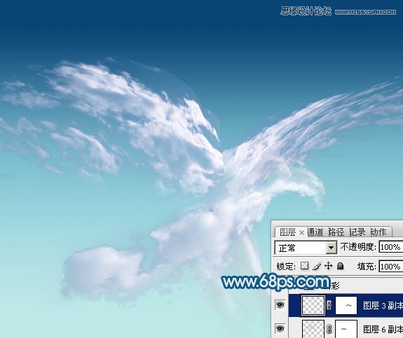 Photoshop设计由云朵云彩组成的创意飞鹰