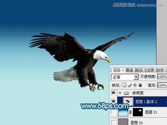 Photoshop设计由云朵云彩组成的创意飞鹰