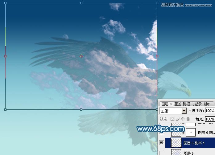 Photoshop设计由云朵云彩组成的创意飞鹰