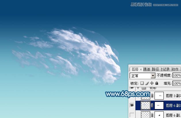 Photoshop设计由云朵云彩组成的创意飞鹰