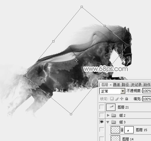 Photoshop合成超酷的烟雾组成的骏马效果图