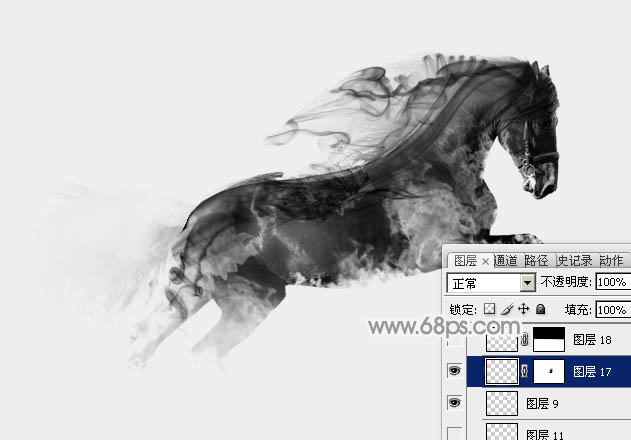 Photoshop合成超酷的烟雾组成的骏马效果图