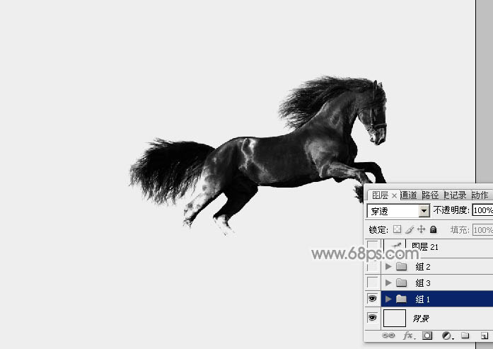 Photoshop合成超酷的烟雾组成的骏马效果图