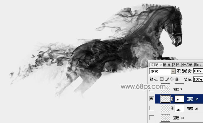 Photoshop合成超酷的烟雾组成的骏马效果图