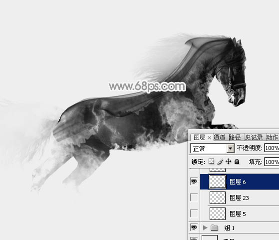Photoshop合成超酷的烟雾组成的骏马效果图