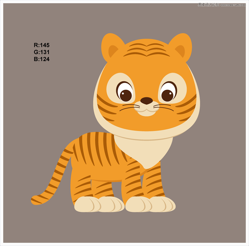 illustrator绘制可爱的小老虎图标插图