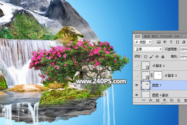 Photoshop合成在天空中漂浮的海岛效果