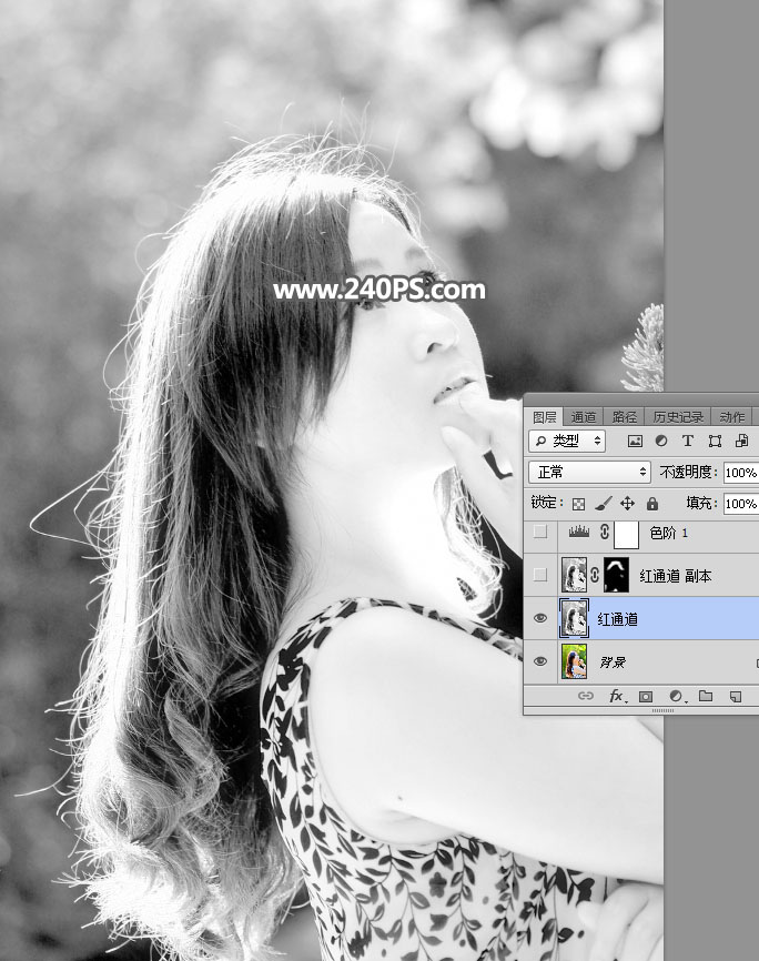 Photoshop抠出多发丝的夏季外景美女人像照片