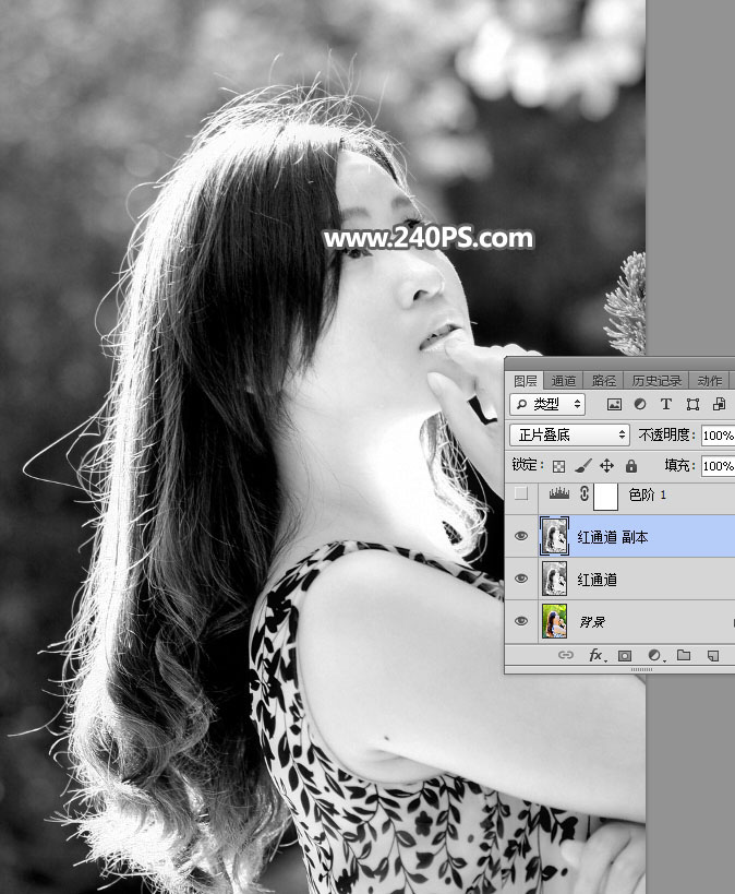 Photoshop抠出多发丝的夏季外景美女人像照片