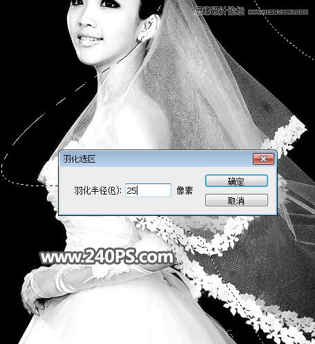 Photoshop使用通道工具抠出飘逸的透明婚纱照