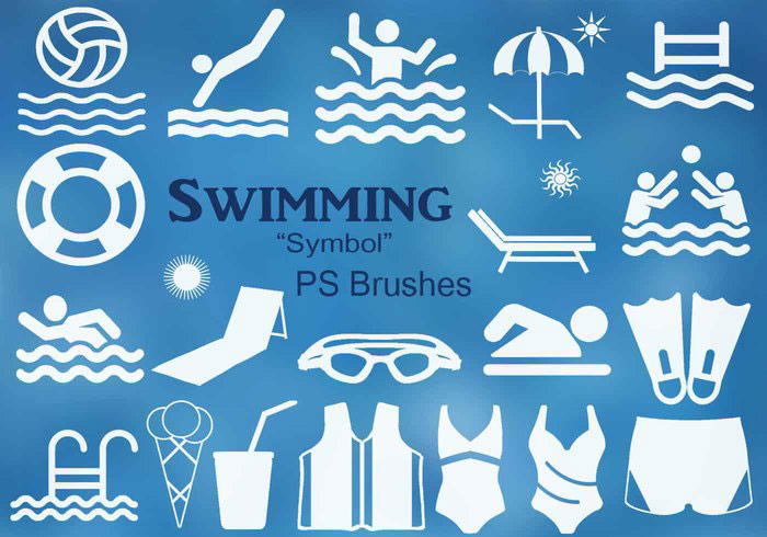 20款夏季游泳元素和图标PS笔刷