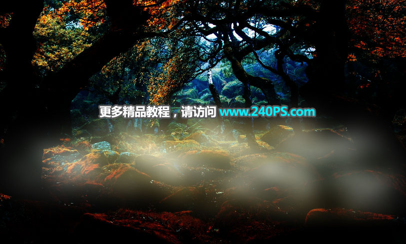 Photoshop合成森林中的天使美女唯美场景