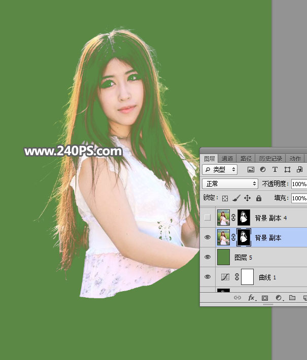 Photoshop抠出外景多细发丝的美女人像