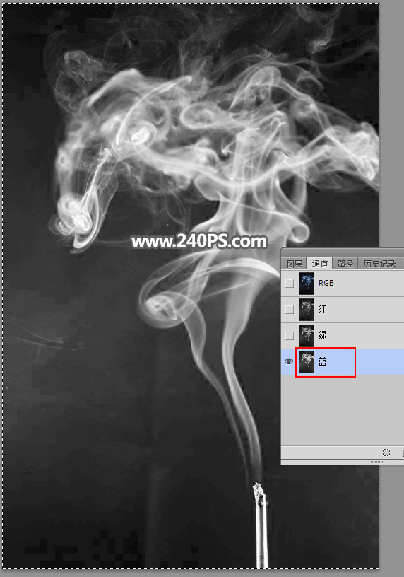 Photoshop使用通道工具抠出烟雾和烟丝效果