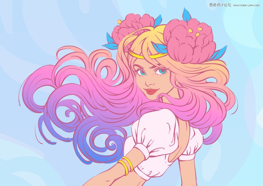 Illustrator绘制唯美的水彩美人鱼插图